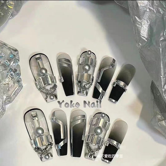 Cyber Machine Style Nails