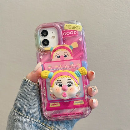 Cartoon Girl Bracket iPhone Case