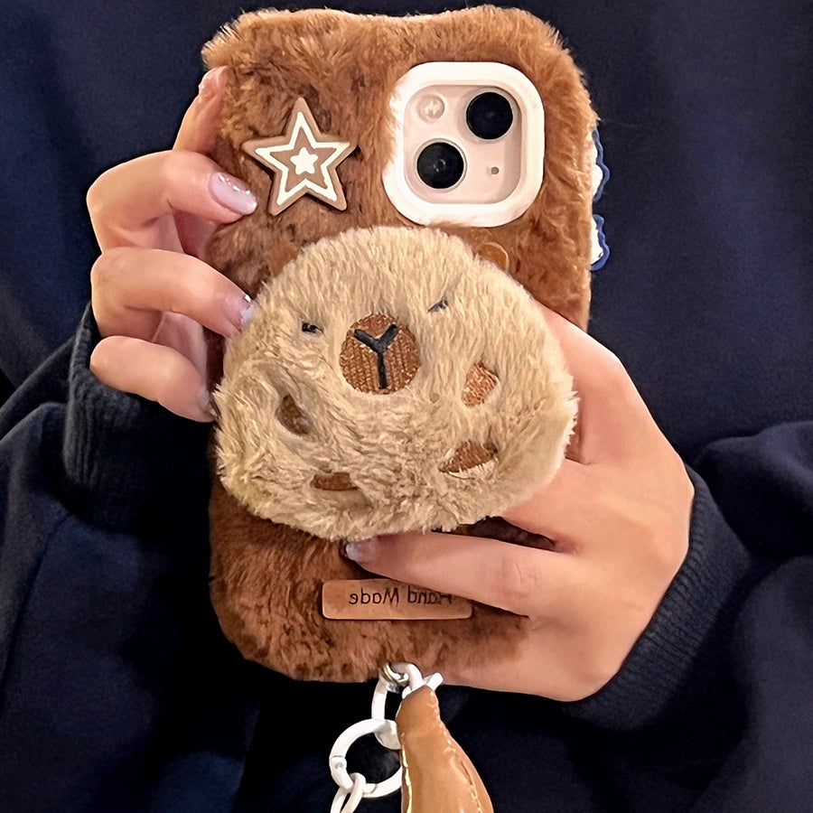 Winter Plush Kapibala Handheld Iphone Case