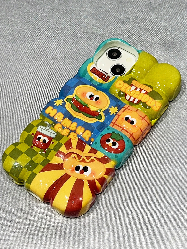 Cute Cartoon Burger Hot Dog iPhone Case