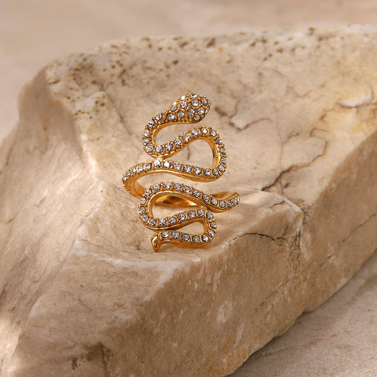Diamond-set Snake Ring