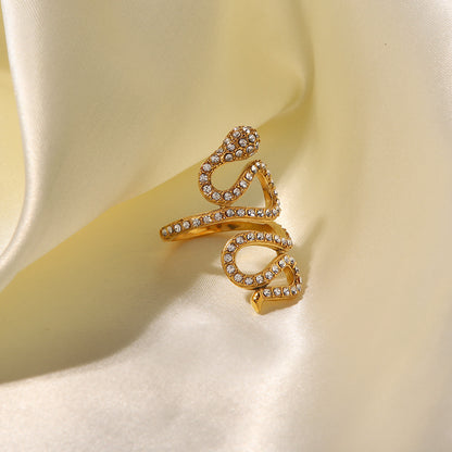 Diamond-set Snake Ring