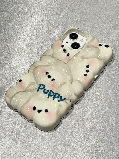 Adorable Pink Pig and White Puppy iPhone Case