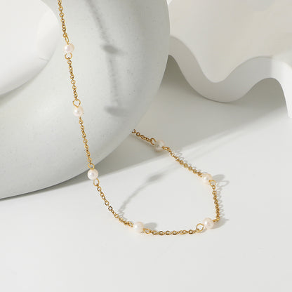 Stainless Steel Chain Pearl Necklace