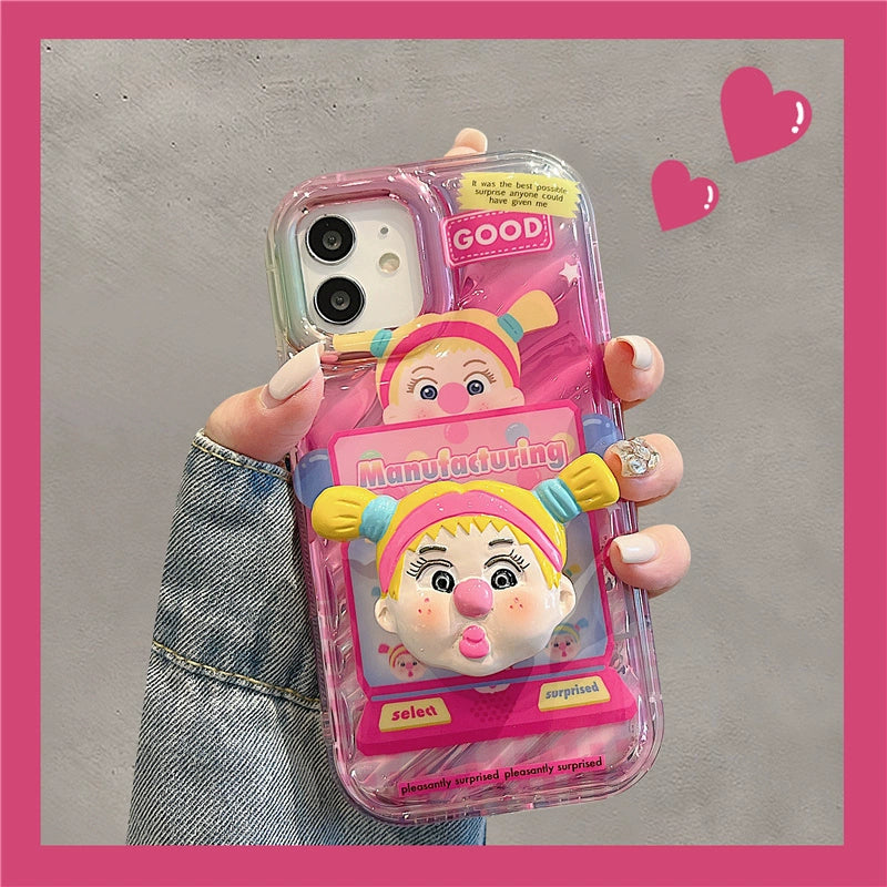 Cartoon Girl Bracket iPhone Case