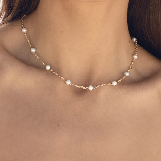 Stainless Steel Chain Pearl Necklace