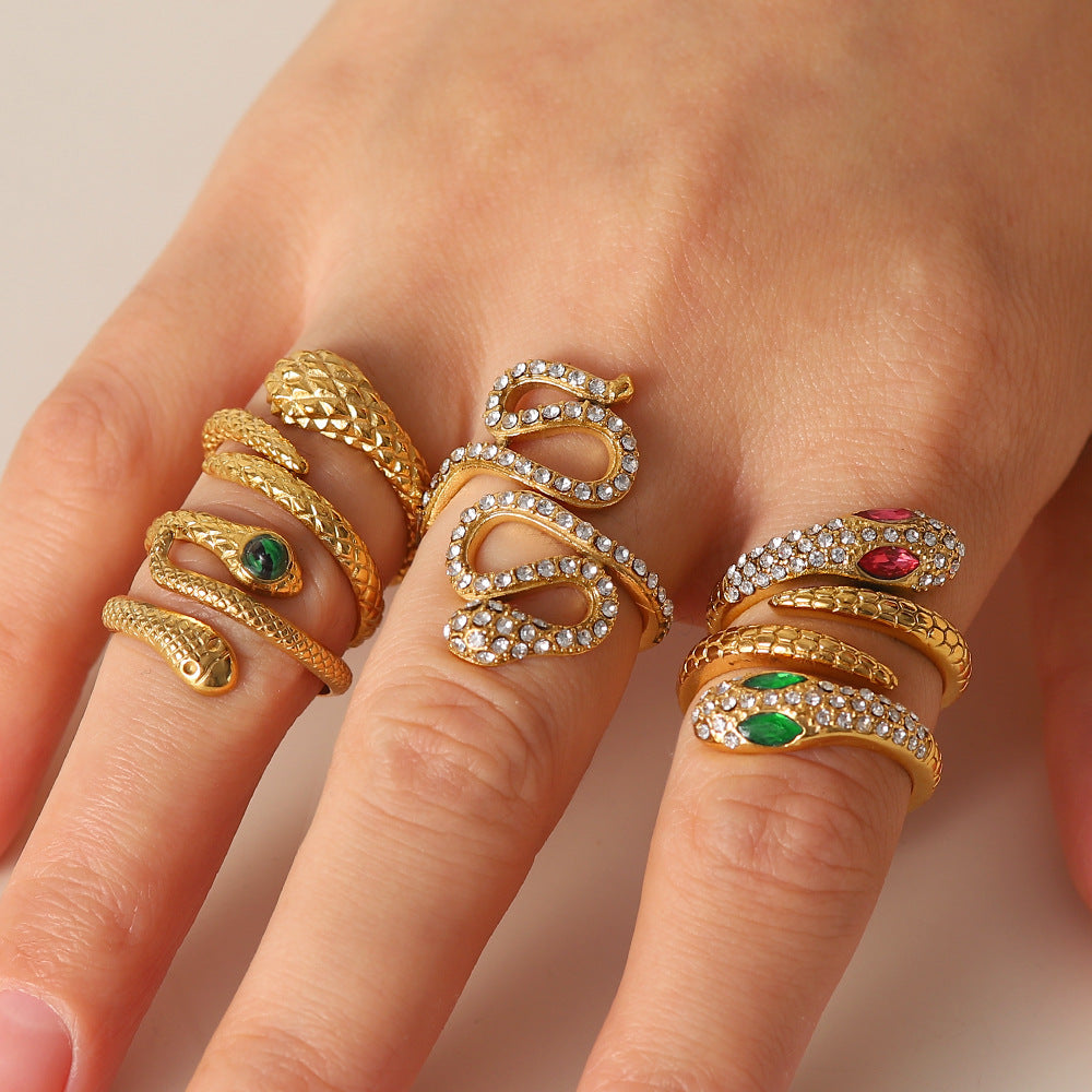 Diamond-set Snake Ring