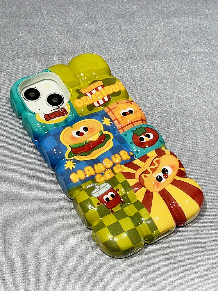 Cute Cartoon Burger Hot Dog iPhone Case