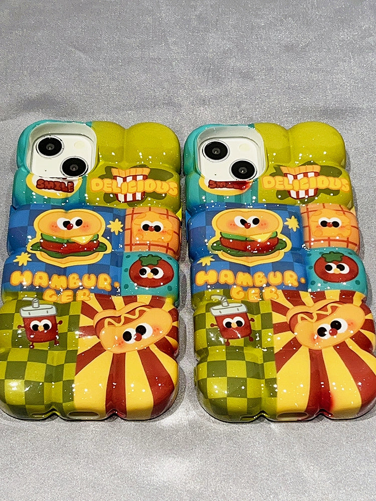 Cute Cartoon Burger Hot Dog iPhone Case