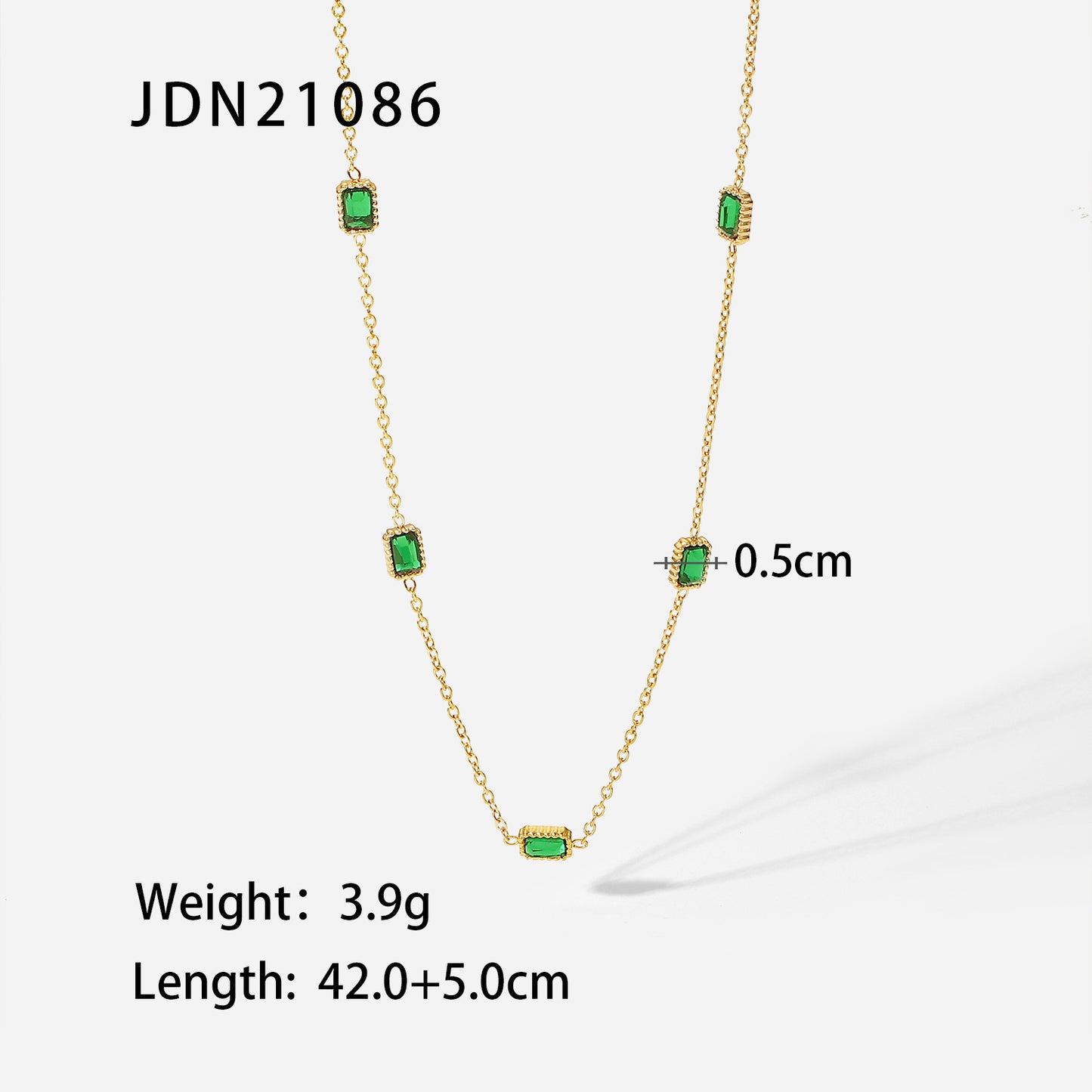 Square Emerald Zircon Necklace & Bracelet