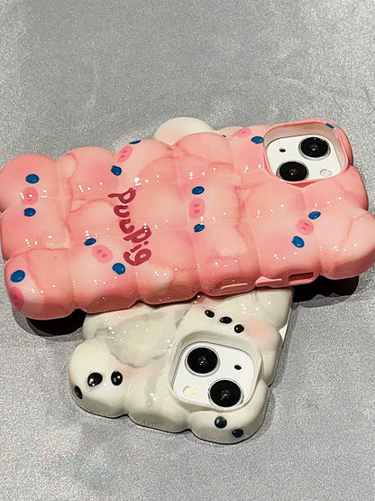 Adorable Pink Pig and White Puppy iPhone Case