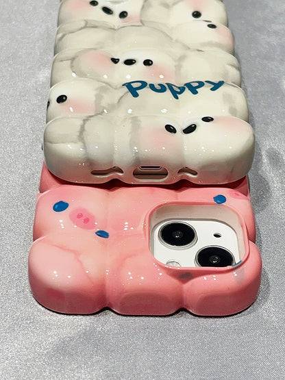 Adorable Pink Pig and White Puppy iPhone Case