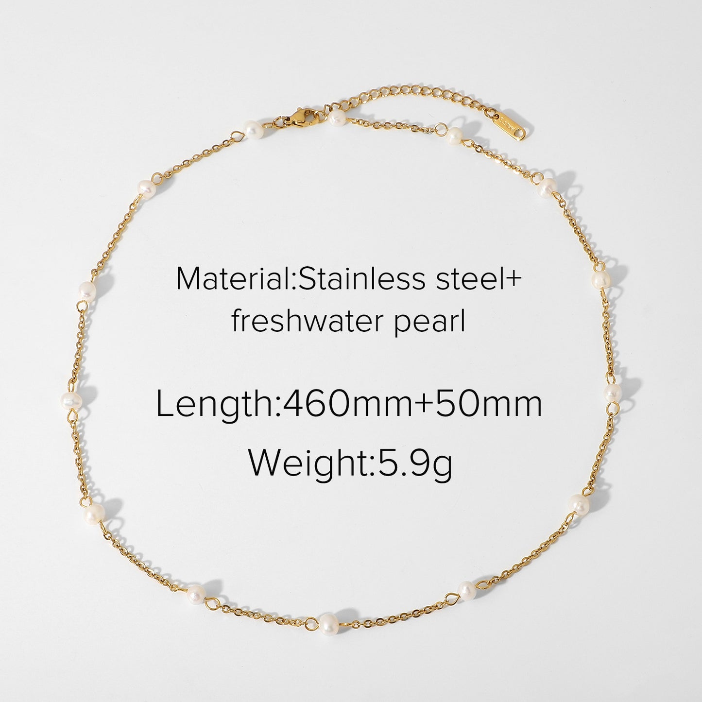 Stainless Steel Chain Pearl Necklace