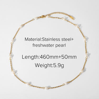 Stainless Steel Chain Pearl Necklace