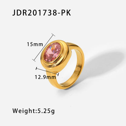 Oval Zirconium Stereo Ring