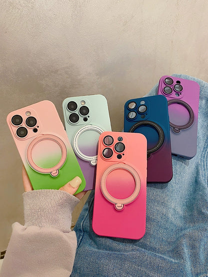 INS Gradient Color Magnetic Rotary Bracket Iphone Case